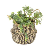 "Belly" Small Woven Seagrass Storage Basket - Natural/Black