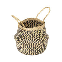 "Belly" Small Woven Seagrass Storage Basket - Natural/Black