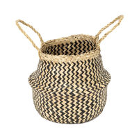 "Belly" Small Woven Seagrass Storage Basket - Natural/Black