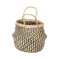 "Belly" Small Woven Seagrass Storage Basket - Natural/Black