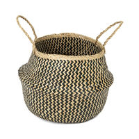 "Belly" Medium Woven Seagrass Storage Basket - Natural/Black