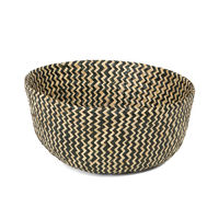 "Belly" Medium Woven Seagrass Storage Basket - Natural/Black