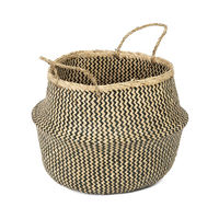 "Belly" Large Woven Seagrass Storage Basket - Natural/Black