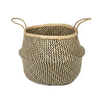 "Belly" Large Woven Seagrass Storage Basket - Natural/Black