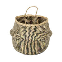 "Belly" Large Woven Seagrass Storage Basket - Natural/Black
