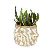 "Belly" Small Woven Seagrass Storage Basket - White