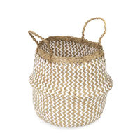 "Belly" Small Woven Seagrass Storage Basket - White