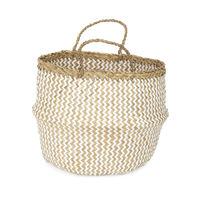 "Belly" Medium Woven seagrass storage basket - White