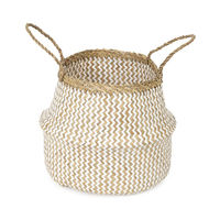 "Belly" Medium Woven seagrass storage basket - White
