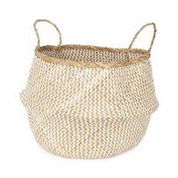 "Belly" Large Woven seagrass storage basket - White