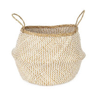 "Belly" Large Woven seagrass storage basket - White