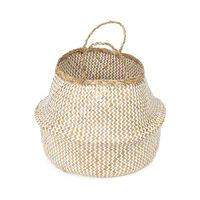 "Belly" Large Woven seagrass storage basket - White