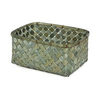 "Hanoi" Large Bamboo Storage Basket - Khaki Green