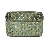 "Hanoi" Large Bamboo Storage Basket - Khaki Green