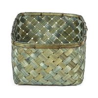 "Hanoi" Large Bamboo Storage Basket - Khaki Green