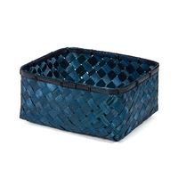 "Hanoi" Large Bamboo Storage Basket - Duck Blue