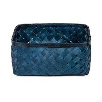 "Hanoi" Large Bamboo Storage Basket - Duck Blue