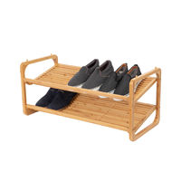 Bamboo 2 Shelf Stackable Shoe Rack