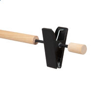 "Helsinski" Wooden Clothes Hanger with Metal Clip - Black