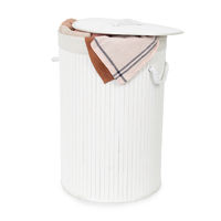"Bamboo" Round Foldable Laundry Basket  - White