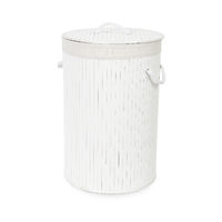 "Bamboo" Round Foldable Laundry Basket  - White