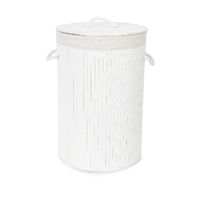 "Bamboo" Round Foldable Laundry Basket  - White