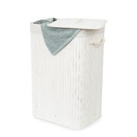 "Bamboo" Rectangle Foldable Laundry Basket - White