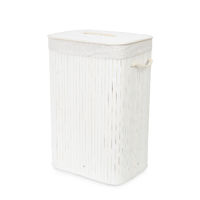 "Bamboo" Rectangle Foldable Laundry Basket - White