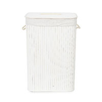 "Bamboo" Rectangle Foldable Laundry Basket - White