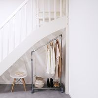 Under stairs clothes rails - grey and silver