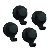 "Bestlock Black" Suction Wall Mountable Set of 4 Large Hanging Hooks