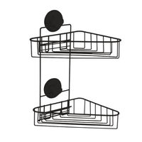"Bestlock Black" Suction Wall Mountable Double Corner Storage Shelf