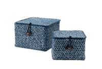 Set of 2 "Tresor" Seagrass Storage Baskets - Blue