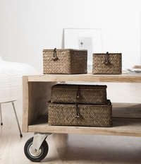 Set of 2 "Macao" Seagrass Storage Baskets - Brown