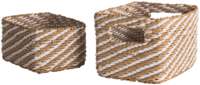 Set of 2 "Lisou" Woven Storage Baskets - Beige/White