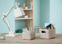 Set of 2 "Lisou" Woven Storage Baskets - Beige/White