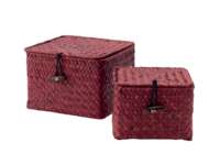 Set of 2 "Tresor" Seagrass Storage Baskets - Red