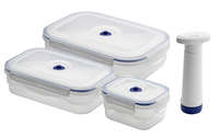 Set of 3 Aspi Fresh Rectangle Vacuum Food Storage Containers with Pump