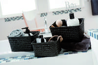 Set of 3 "Kawai" Woven Storage Baskets - Black