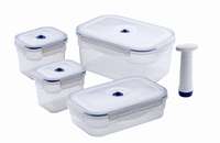 Set of 4 Aspi Fresh Rectangle Vacuum Food Storage Containers with Pump