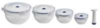 Set of 4 Aspi Fresh Round Vacuum Food Storage Containers with Pump