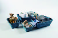 Set of 4 "Saga" Rattan Storage Basket - Blue