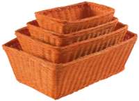 Set of 4 "Saga" Rattan Storage Basket - Orange