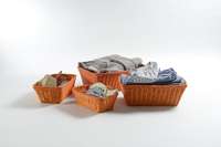 Set of 4 "Saga" Rattan Storage Basket - Orange