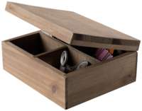 Vintage Wooden Storage Box with 4 Compartments and Lid