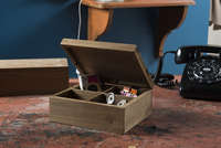 Vintage Wooden Storage Box with 4 Compartments and Lid