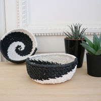 "Yala" Round Storage Basket - Black/White
