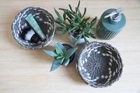 "Yala" Round Storage Basket - Grey/White