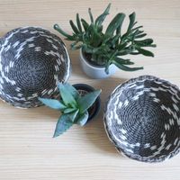 "Yala" Round Storage Basket - Grey/White