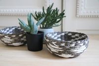 "Yala" Round Storage Basket - Grey/White